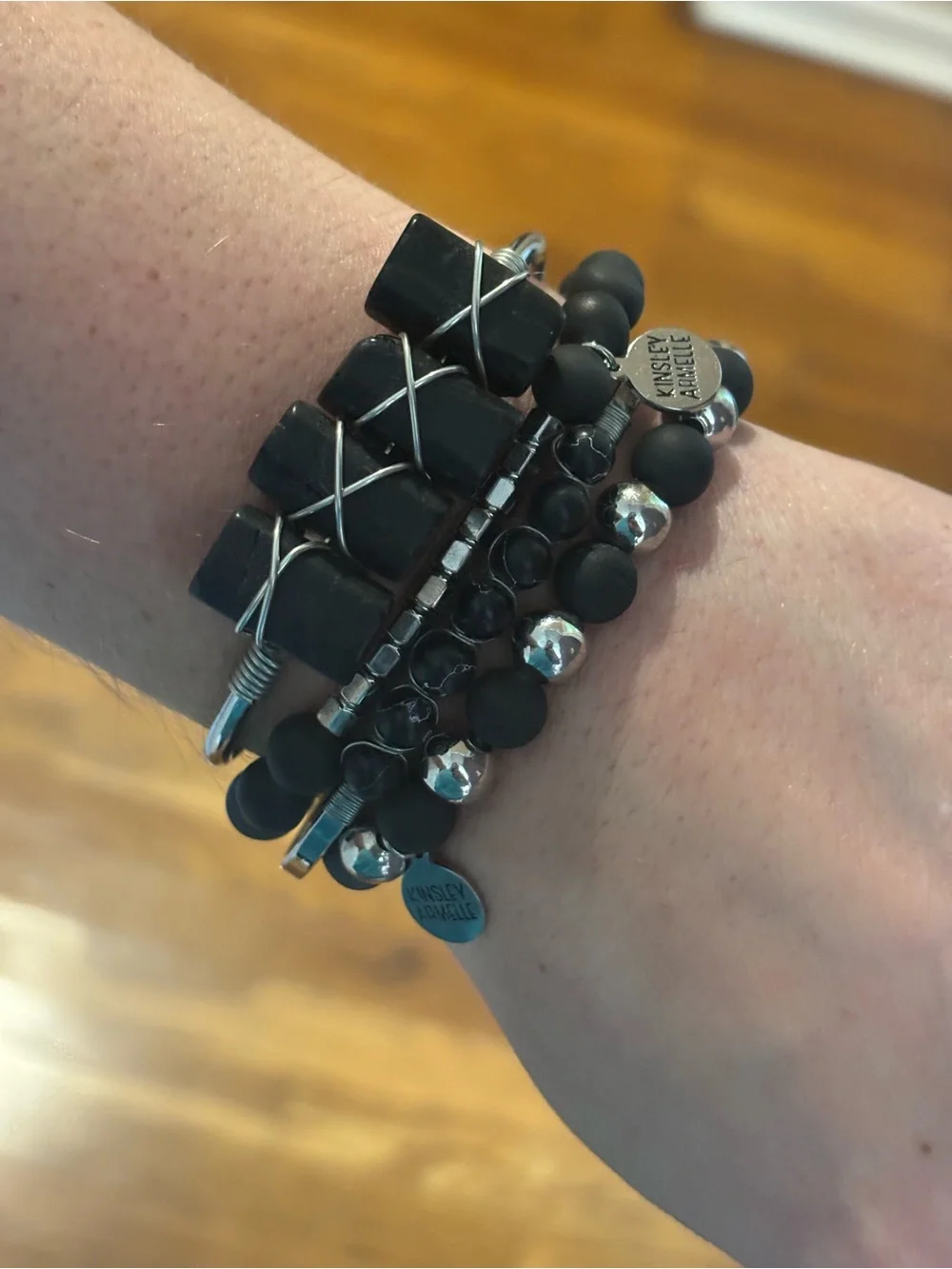 Kinsley Armelle Black Multi-Stack Beaded and Wire Bracelet Set